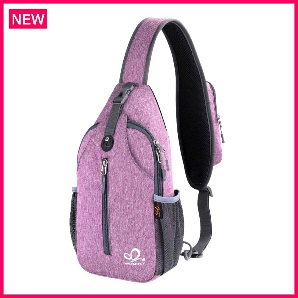 Polyester Crossbody Sling Backpack, Adjustable Strap, 4 Pockets, Water